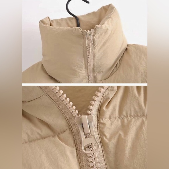 FindThy Cropped Puffer Vest in Beige - Picture 8 of 12